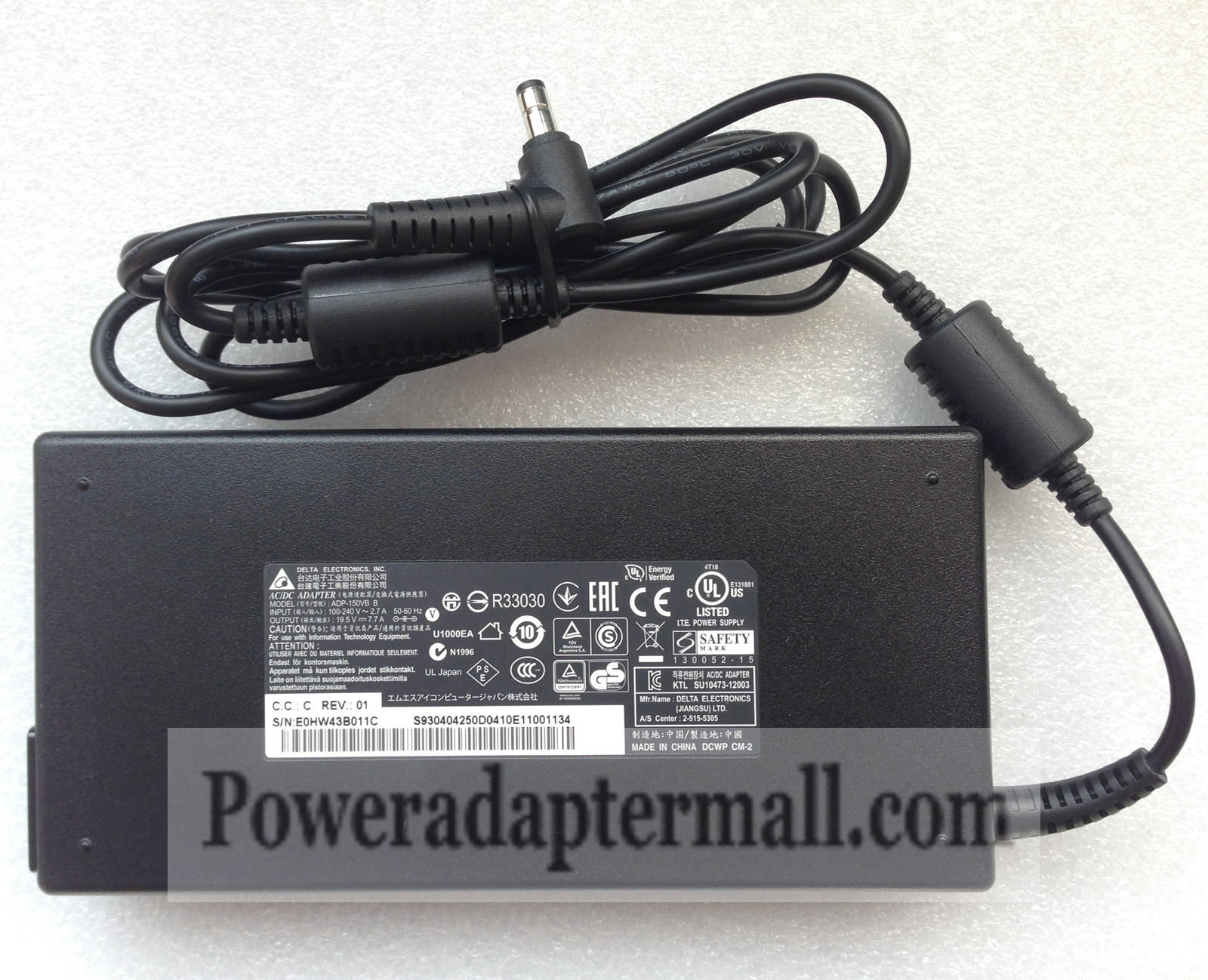 150W Slim MSI GS70 2QE81 ADP-150VB B Notebook AC Power Adapter